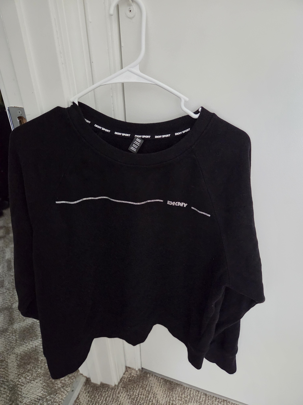 DKNY Black Crew Sweatshirt with Subtle Logo Stitch